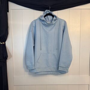Light Blue Striped Textured Hoodie Jogger set.